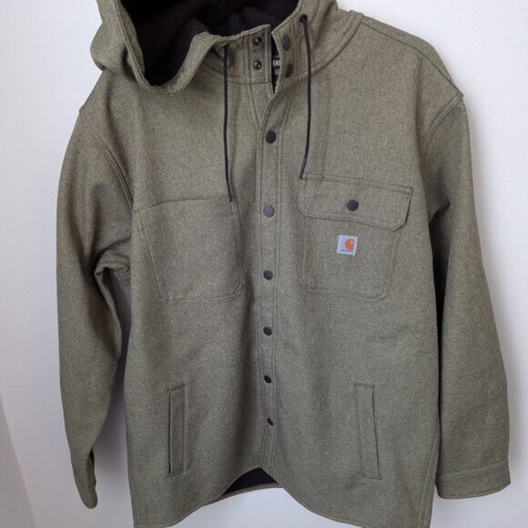 Carhartt Relaxed Fit Rain Defender Hooded Green Jacket, Large - Picture 3 of 6